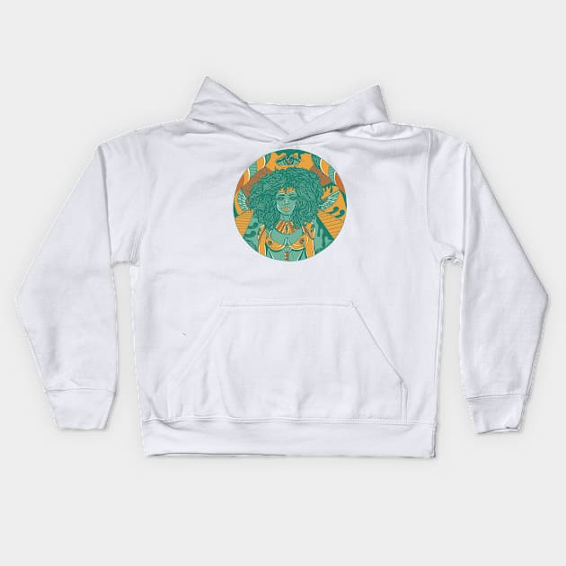 Mountain Green Kemet Warrior Kids Hoodie by kenallouis